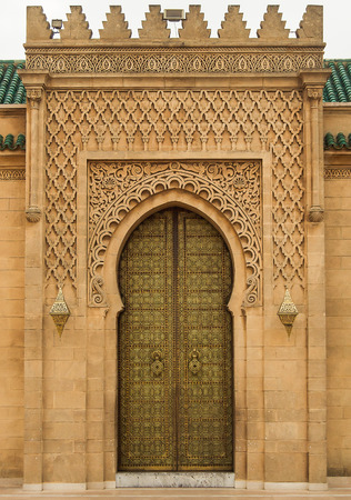 Arabic oriental styled door in Rabat, Moroccoの写真素材