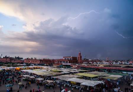 thunderstorm on the market square The Jemaa El-Fna, Marrakechの写真素材