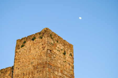 sunset over the castle of Trujillo in Extremadura, Spainのeditorial素材