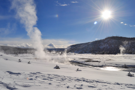 Snowy landscapes of Yellowstone Park, Wyomingの写真素材