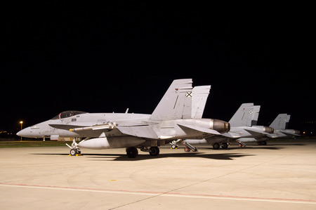 Fighter Jet F-18 night on land