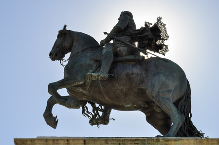 Equestrian statue of Felipe IV in the plaza de Oriente, Madrid, Spainのeditorial素材