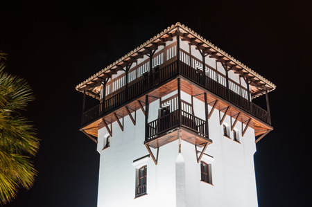 Night view of the Tower the marina of Port Portals in Mallorca, Spainの写真素材