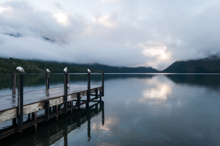 Tranquil scene at Nelson Lake National Park in the South Island of New Zealandの写真素材
