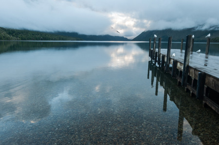 Tranquil scene at Nelson Lake National Park in the South Island of New Zealandの写真素材