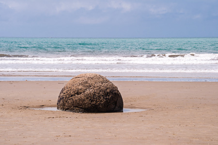 Moeraki Boulders, New Zealand, spherical geological formationsの写真素材