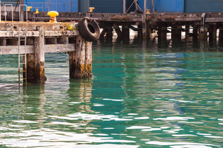 mooring pier fishing boats in Auckland, New Zealandの写真素材