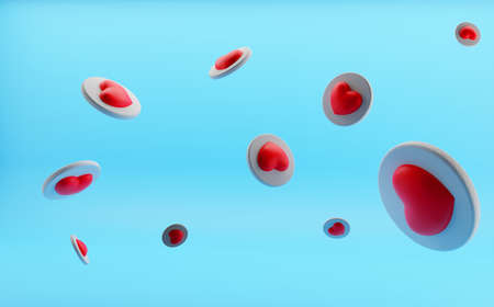 Happy Valentines day background, heart cupcakes, declarations of love, background for lovers, 3D image, 3D renderingの写真素材