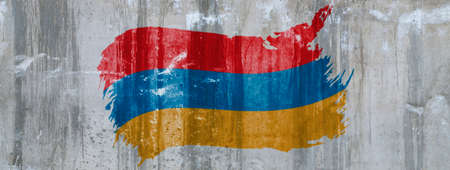 Armenia Flag on a concrete wallの写真素材