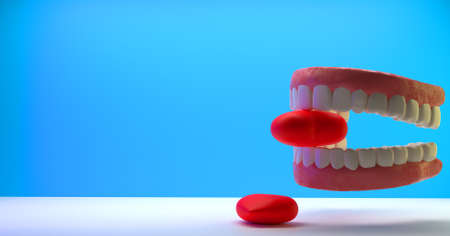 Valentines Day background, romantic wallpaper for dentists. teeth and a heart. copyspace. 3D image, 3D renderingの写真素材
