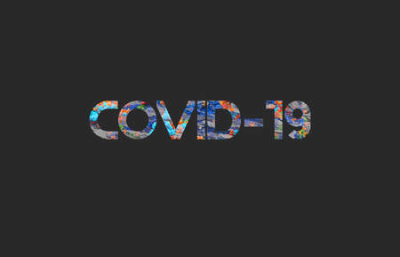 Covid-19 background, text in coronavirus elementsの写真素材
