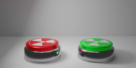 Chemical and Nuclear Weapons buttons. 3D work and 3D illustrationの写真素材