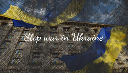Stop war in Ukraine. Russia vs Ukraine. War between Russia and Ukraineの写真素材