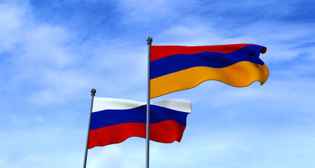 Armenia and Russia flags. friends of Russia and Armeniaの写真素材