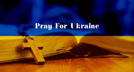 Pray For Ukraine, flag Ukraine. Russia vs Ukraine stop war, Russia and Ukraine fightingの写真素材