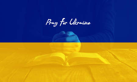 Pray For Ukraine, flag Ukraine. Russia vs Ukraine stop war, Russia and Ukraine fightingの写真素材