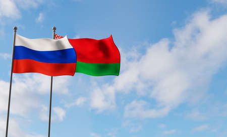 Flags Russia and Belarus, 3D work and 3D illustrationの写真素材