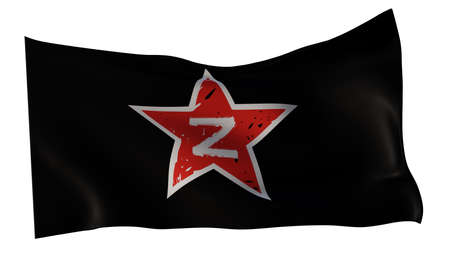 Flag Russia with Z Russian military symbol. 3D work and 3D imageの写真素材
