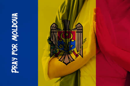 Pray for Moldova, flag Moldova. Russia vs Moldova stop war,Moldova and Russia fighting.の写真素材