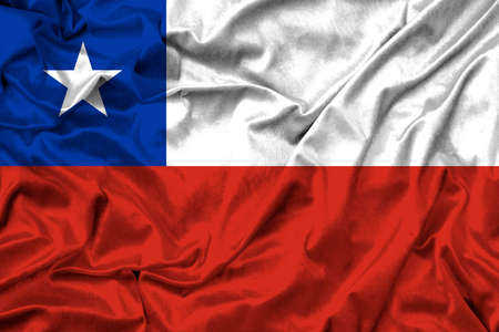 Chile flag on fabric texture. 3d work and 3d imageの写真素材