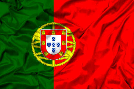 Portugal flag on fabric texture. 3d work and 3d imageの写真素材