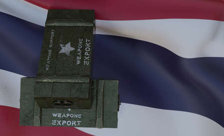 Support weapons Thailand package of military aid, delivery of weapons, flag Thailand 3D work and 3D...
