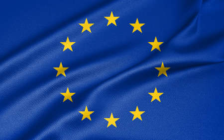 National flag European Union, European Union flag, fabric flag European Union. 3D work and 3D imageの写真素材