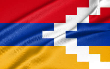 National flag Artsakh, Artsakh flag, fabric flag Artsakh. 3D work and 3D imageの写真素材