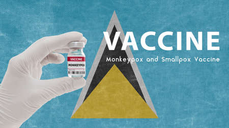 Vaccine Monkeypox and Smallpox, monkeypox pandemic virus, vaccination in Saint Lucia for Monkeypox Image has Noise, Granularity and Compression Artifactsの写真素材