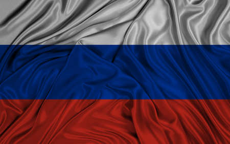 National flag Russia, Russia flag, fabric flag Russia, 3D work and 3D imageの写真素材