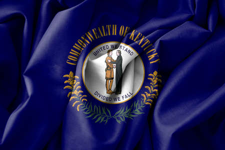 Kentucky Flag, USA State Flag Kentucky, fabric flag Kentucky, 3D work and 3D imageの写真素材