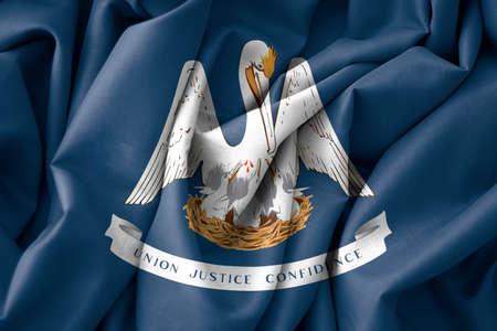 Louisiana Flag, USA State Flag Louisiana, fabric flag Louisiana, 3D work and 3D imageの写真素材