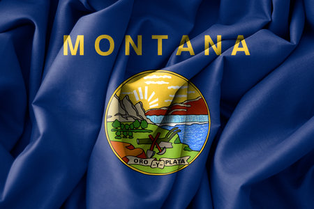 Montana Flag, USA State Flag Montana, fabric flag Montana, 3D work and 3D imageの写真素材