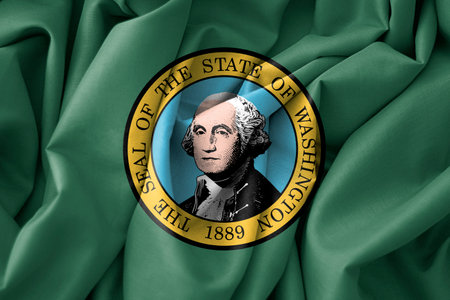 Washington Flag, USA State Flag Washington, fabric flag Washington, 3D work and 3D imageの写真素材