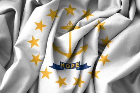 Rhode Island Flag, USA State Flag Rhode Island, fabric flag Rhode Island, 3D work and 3D imageの写真素材