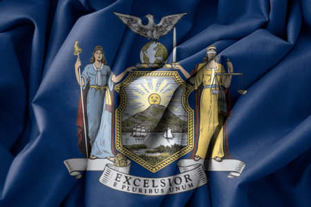New York Flag, USA State Flag New York, fabric flag New York, 3D work and 3D image