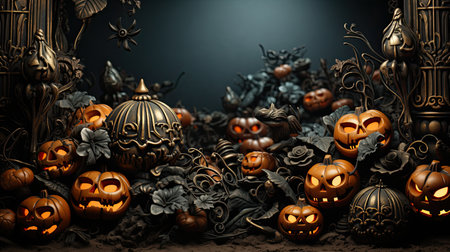 Halloween banner, Happy Halloween wallpaper, AI generatedの素材