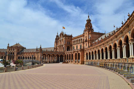 A perspective view of the building at the Spain Square in Sevilla, Spainの写真素材