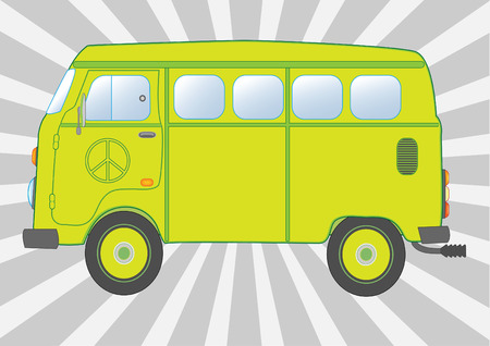 	The image of minibus  with a sign on pacifists on a doorのイラスト素材