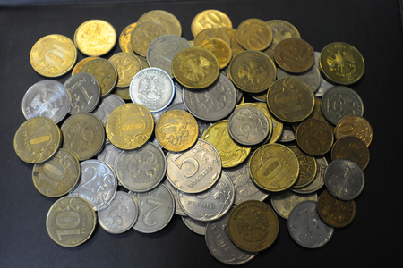 Coins of the Russian Federation are on a dark backgroundの写真素材