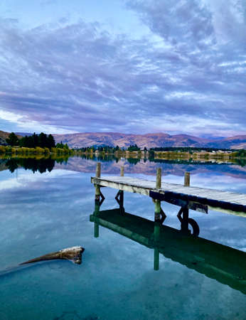 Calm purple morning at Old Cromwell, New Zealandの写真素材