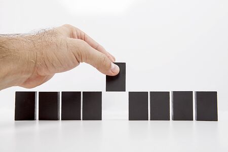 Building concept with wooden blocks.Business concept. Choose the ideal person from many candidates.の写真素材