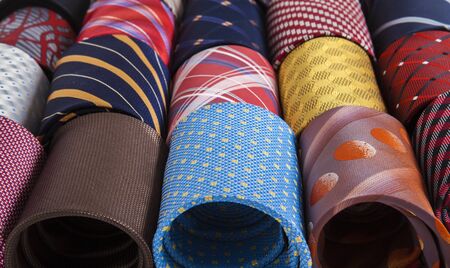 Plaid, checkered silk ties template. Easy editable colors. Colored silk tie. Colored silk tie on white background.の写真素材