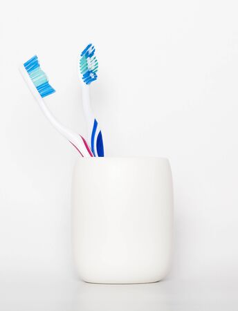 toothbrush on white backgroundの写真素材