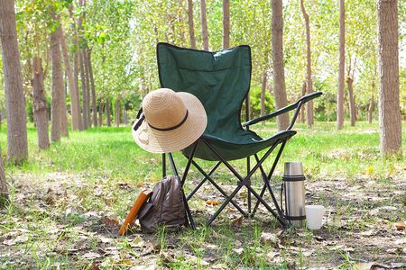 The outdoor chair. Outdoor chair in nature at picnic area.の写真素材