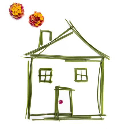 Real estate agent house model. Drawn house model.の写真素材