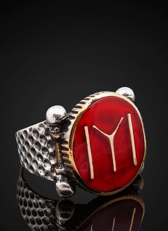 Jewelery ring isolated on a black background.の写真素材