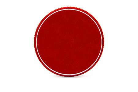 Red round shape on white background.