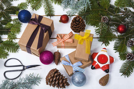 Christmas Ornaments isolated on a white background.