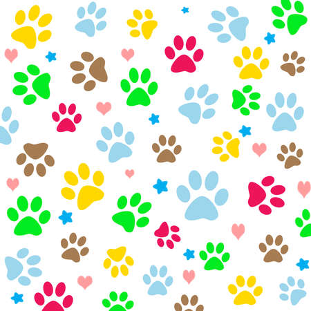 Seamless pattern with colored animal footprint texture.の写真素材